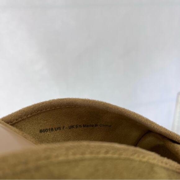 Cabi Mules Womens 7M Marigold Tan Block Heel Casual Slip Op Peep Toe Twisted Top - Picture 6 of 11